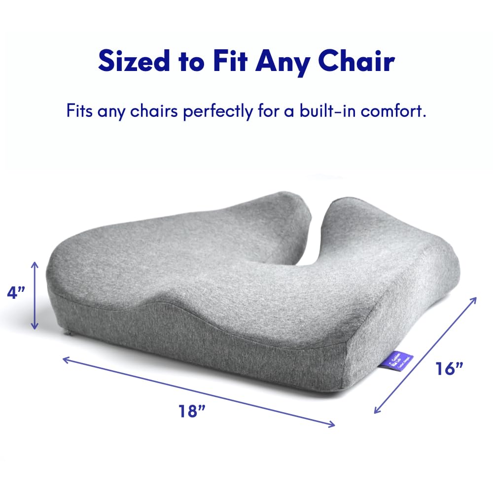 Cushion Lab Patented Pressure Relief Seat Cushion for Long Sitting Hours-Memory Foam for Hip, Tailbone, Coccyx, Sciatica