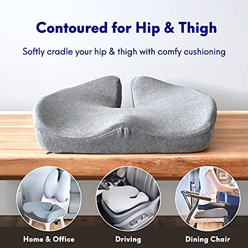 Cushion Lab Patented Pressure Relief Seat Cushion for Long Sitting Hours-Memory Foam for Hip, Tailbone, Coccyx, Sciatica