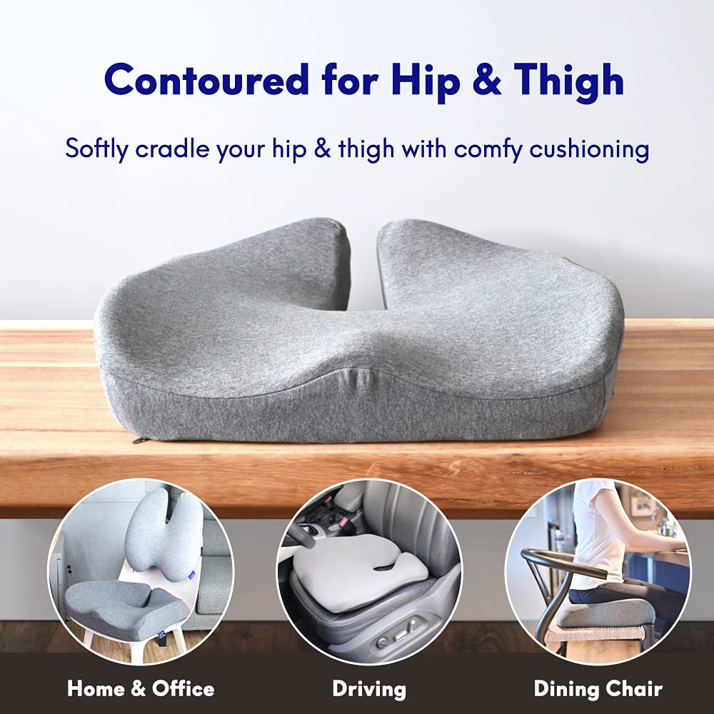 Cushion Lab Patented Pressure Relief Seat Cushion for Long Sitting Hours-Memory Foam for Hip, Tailbone, Coccyx, Sciatica