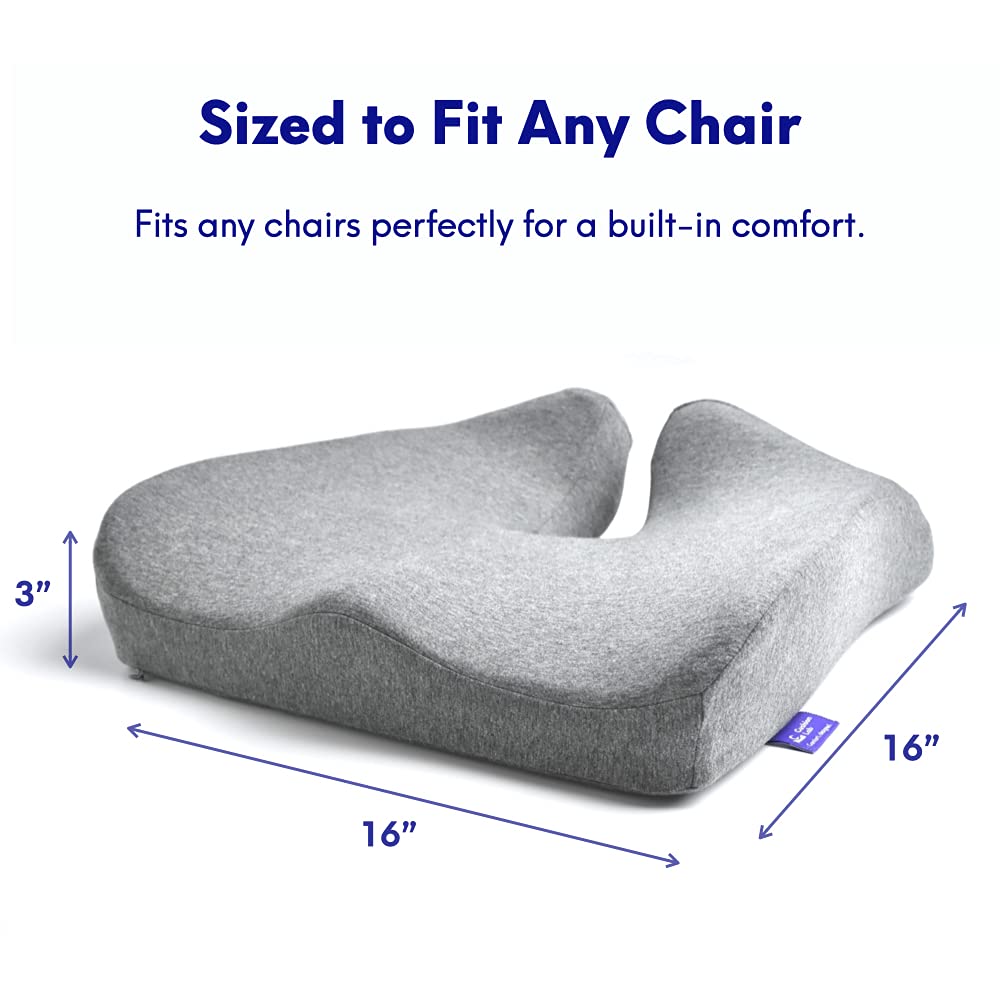 Cushion Lab Patented Pressure Relief Seat Cushion for Long Sitting Hours-Memory Foam for Hip, Tailbone, Coccyx, Sciatica