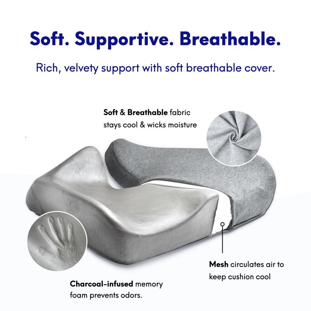 Cushion Lab Patented Pressure Relief Seat Cushion for Long Sitting Hours-Memory Foam for Hip, Tailbone, Coccyx, Sciatica