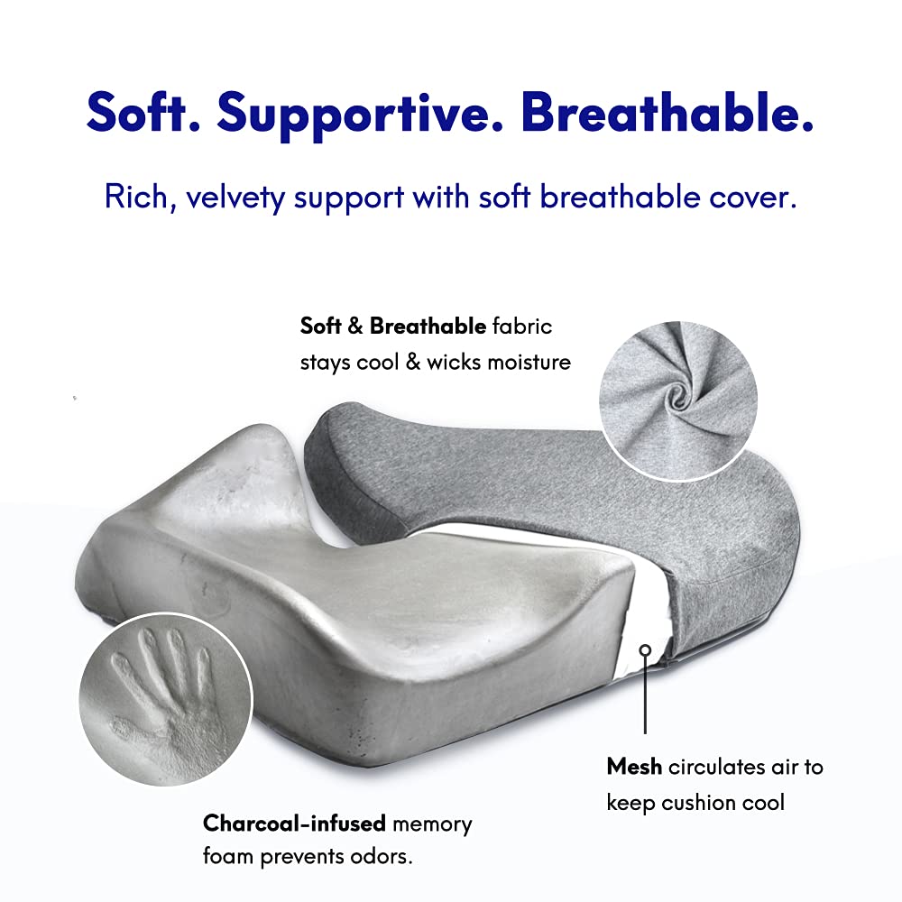 Cushion Lab Patented Pressure Relief Seat Cushion for Long Sitting Hours-Memory Foam for Hip, Tailbone, Coccyx, Sciatica