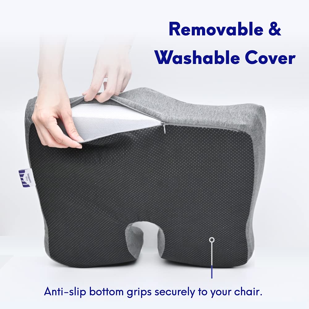 Cushion Lab Patented Pressure Relief Seat Cushion for Long Sitting Hours-Memory Foam for Hip, Tailbone, Coccyx, Sciatica