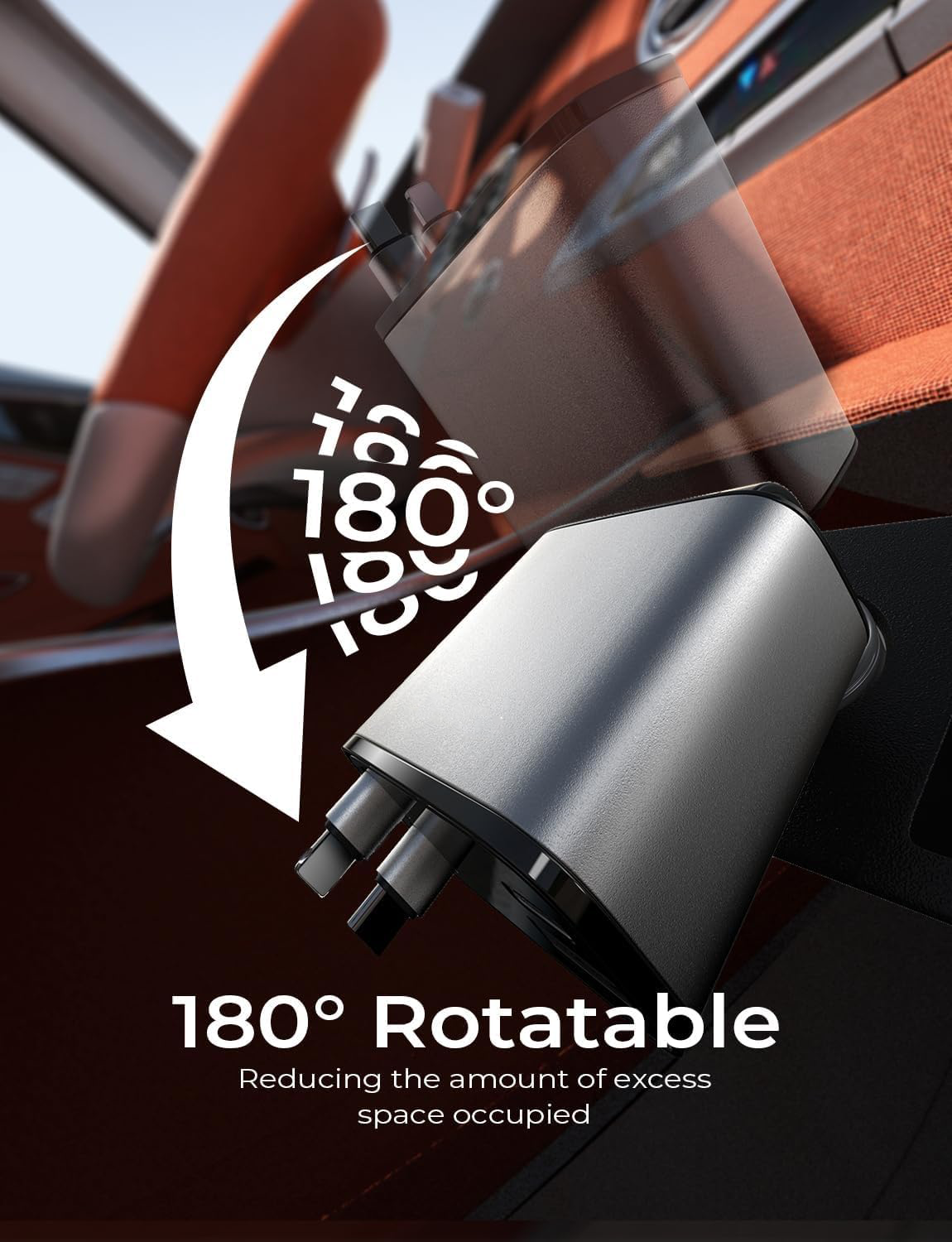 Cargador de Coche Retráctil 69W | Doble USB-C y USB-A | Carga Rápida para Móvil | Sin Enredos