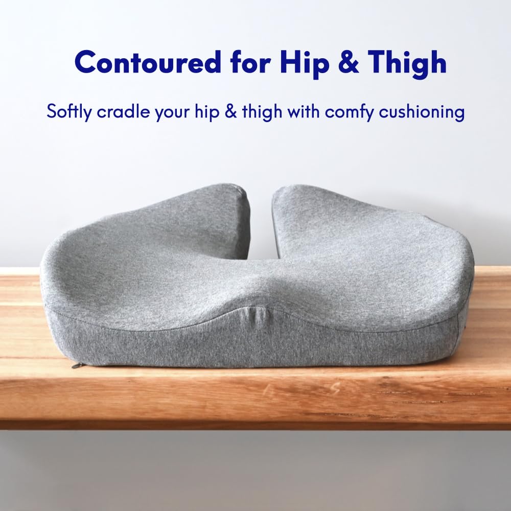 Cushion Lab Patented Pressure Relief Seat Cushion for Long Sitting Hours-Memory Foam for Hip, Tailbone, Coccyx, Sciatica