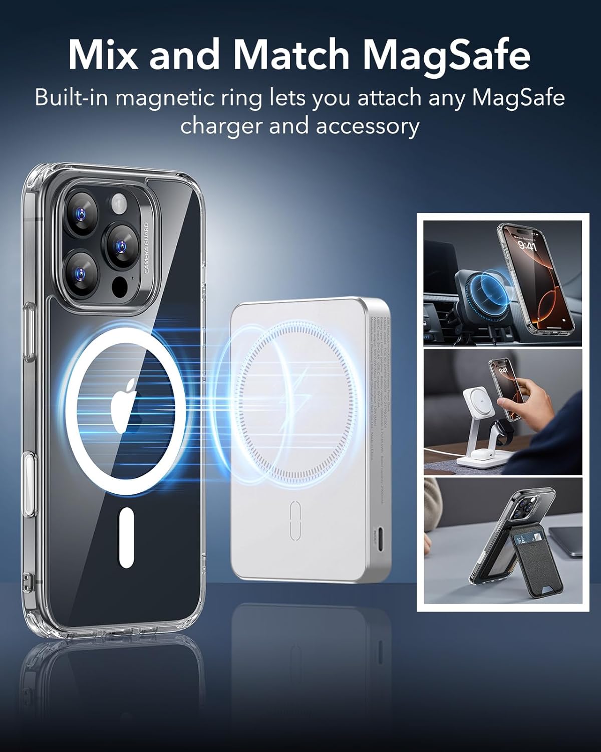 PTL iPhone 16 Pro Case | MagSafe & Camera Protection | Clear Shockproof with Kickstand