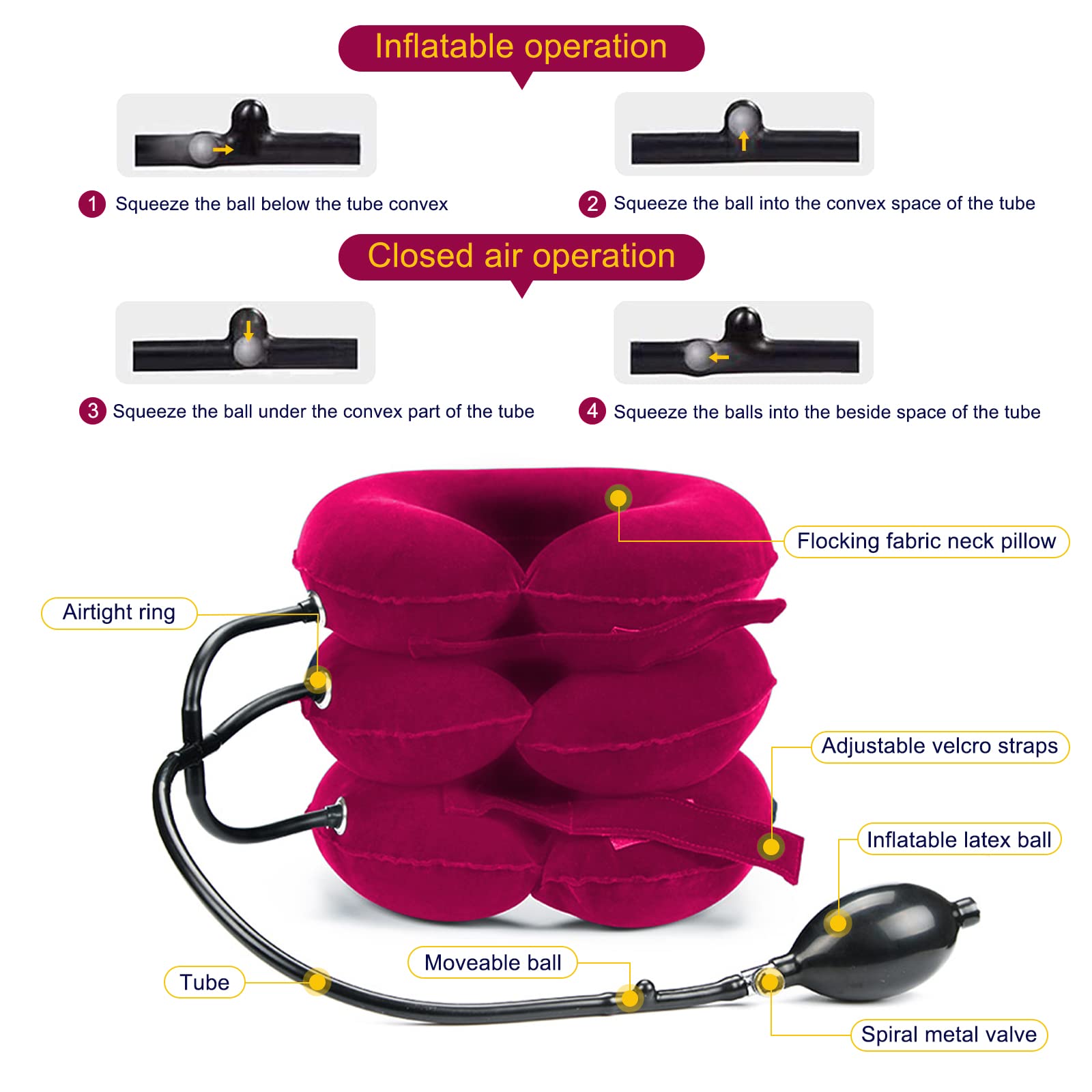 Cervical Neck Traction Device for Neck Pain Relief, Adjustable Inflatable for Neck Decompression