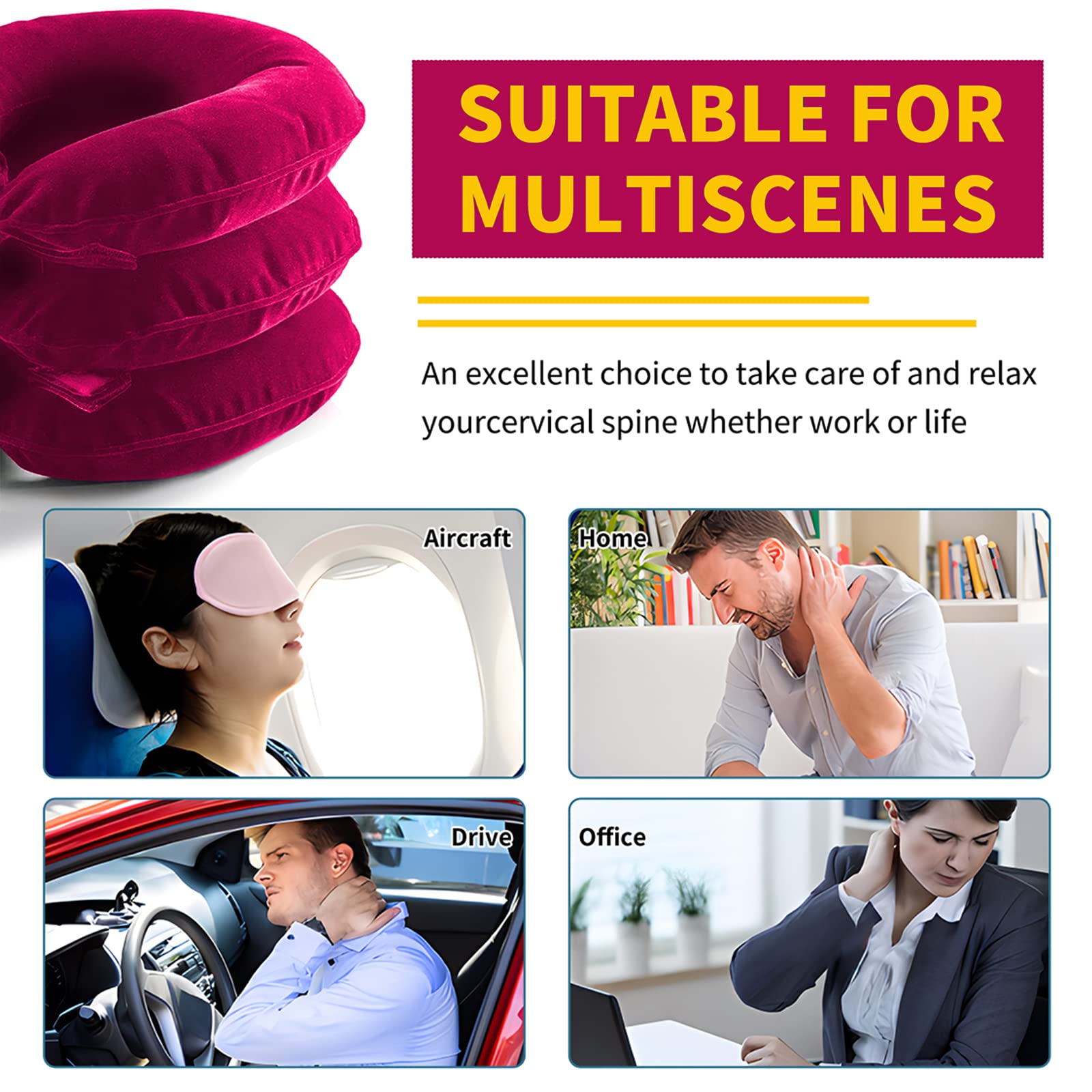 Cervical Neck Traction Device for Neck Pain Relief, Adjustable Inflatable for Neck Decompression