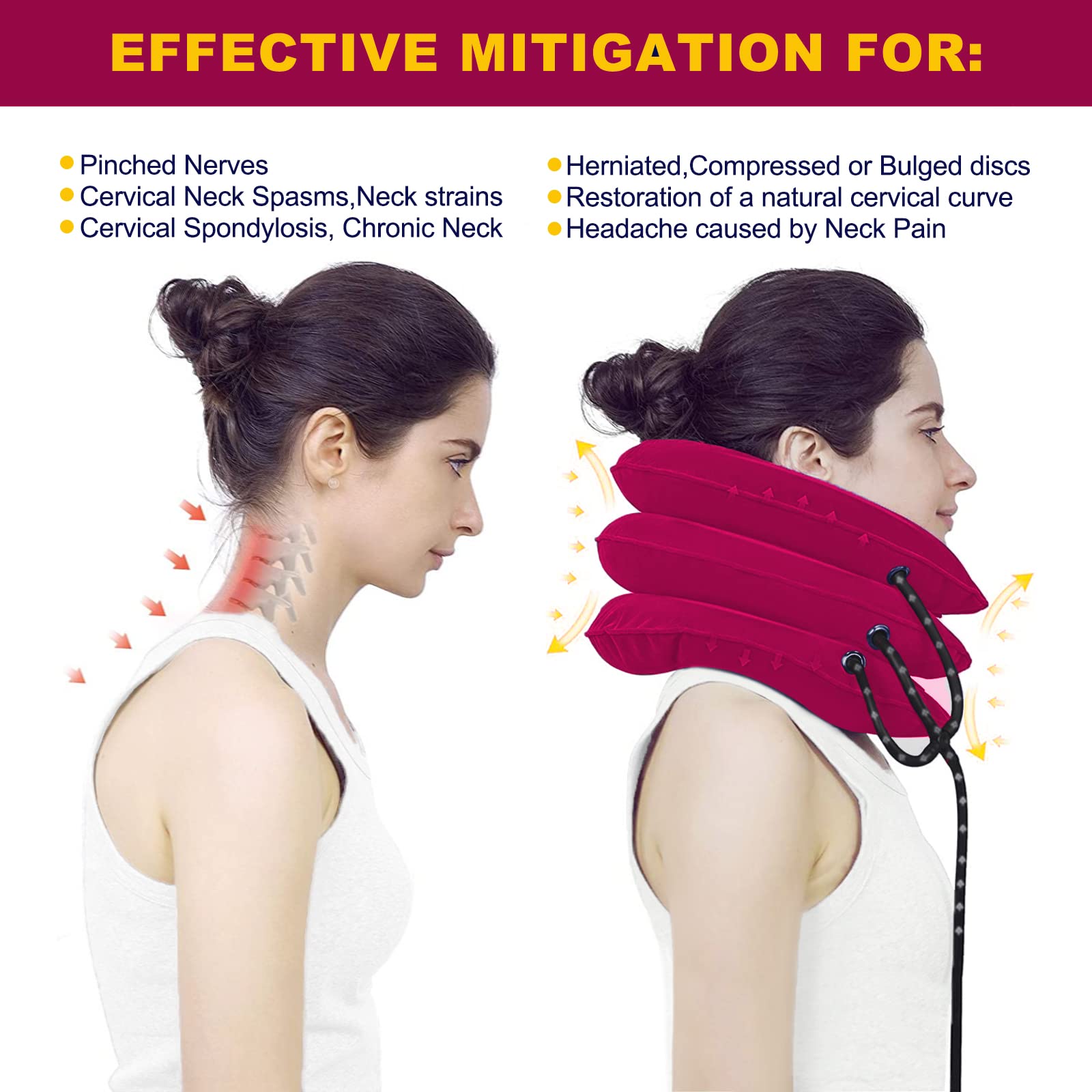Cervical Neck Traction Device for Neck Pain Relief, Adjustable Inflatable for Neck Decompression