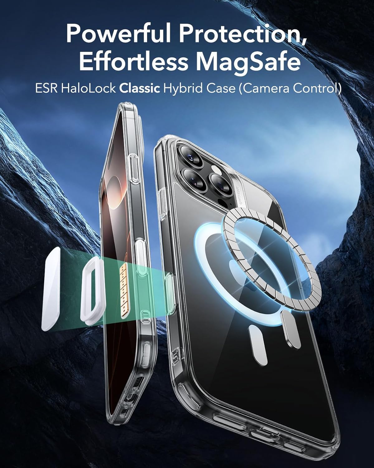 PTL iPhone 16 Pro Case | MagSafe & Camera Protection | Clear Shockproof with Kickstand