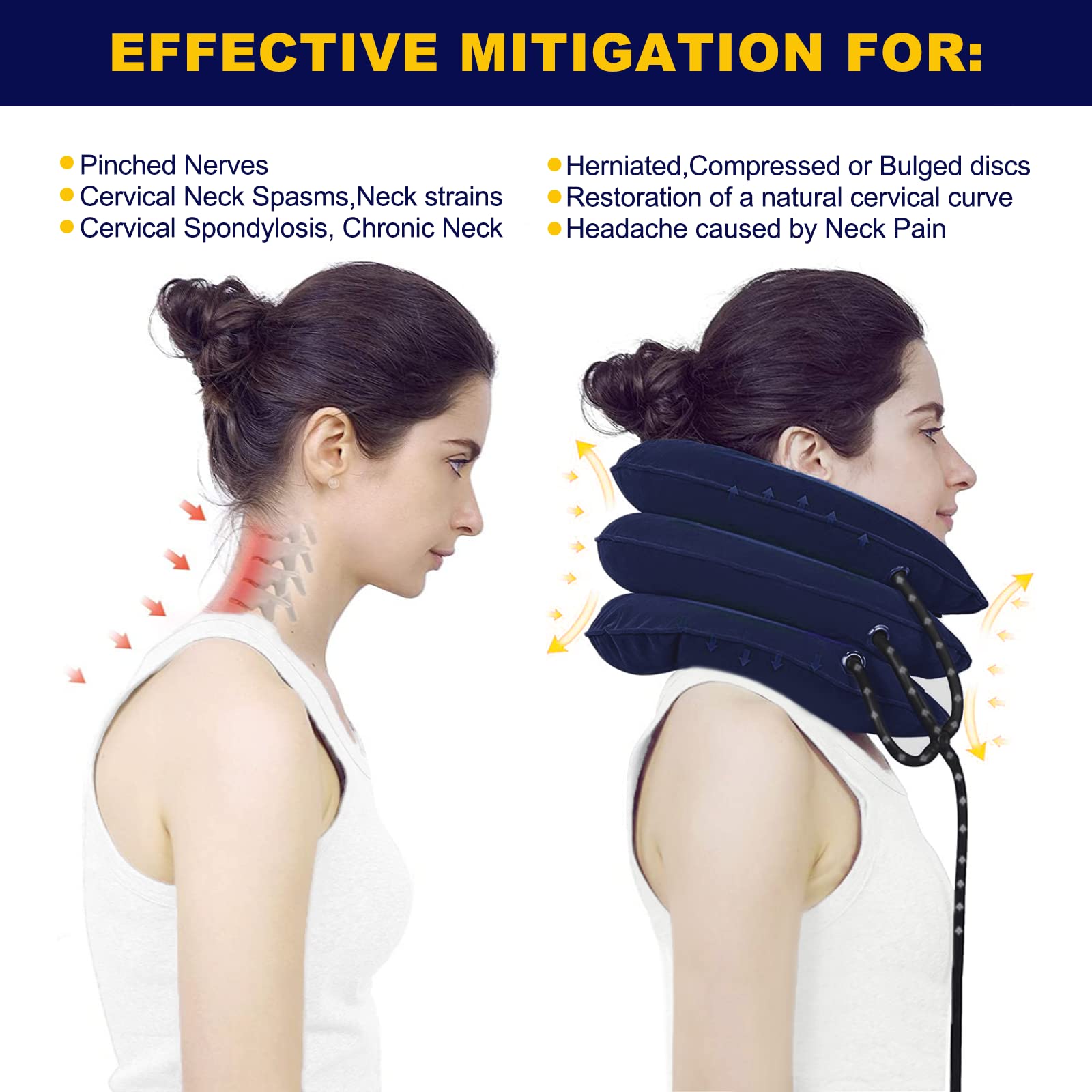 Cervical Neck Traction Device for Neck Pain Relief, Adjustable Inflatable for Neck Decompression