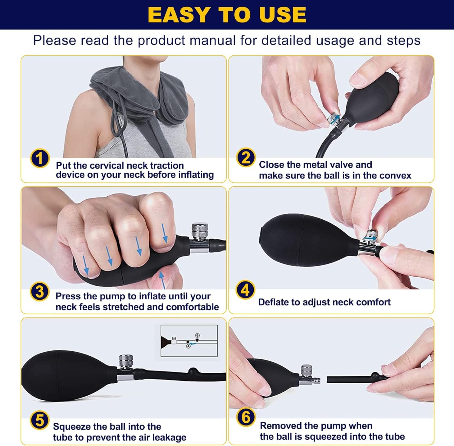Cervical Neck Traction Device for Neck Pain Relief, Adjustable Inflatable for Neck Decompression