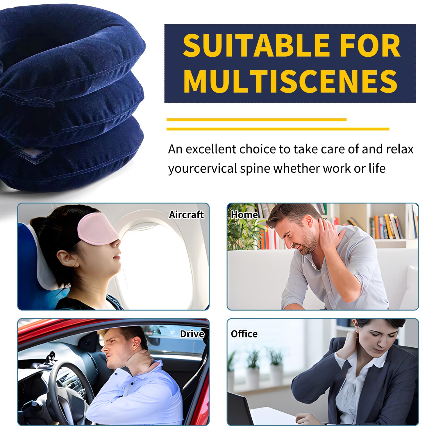 Cervical Neck Traction Device for Neck Pain Relief, Adjustable Inflatable for Neck Decompression