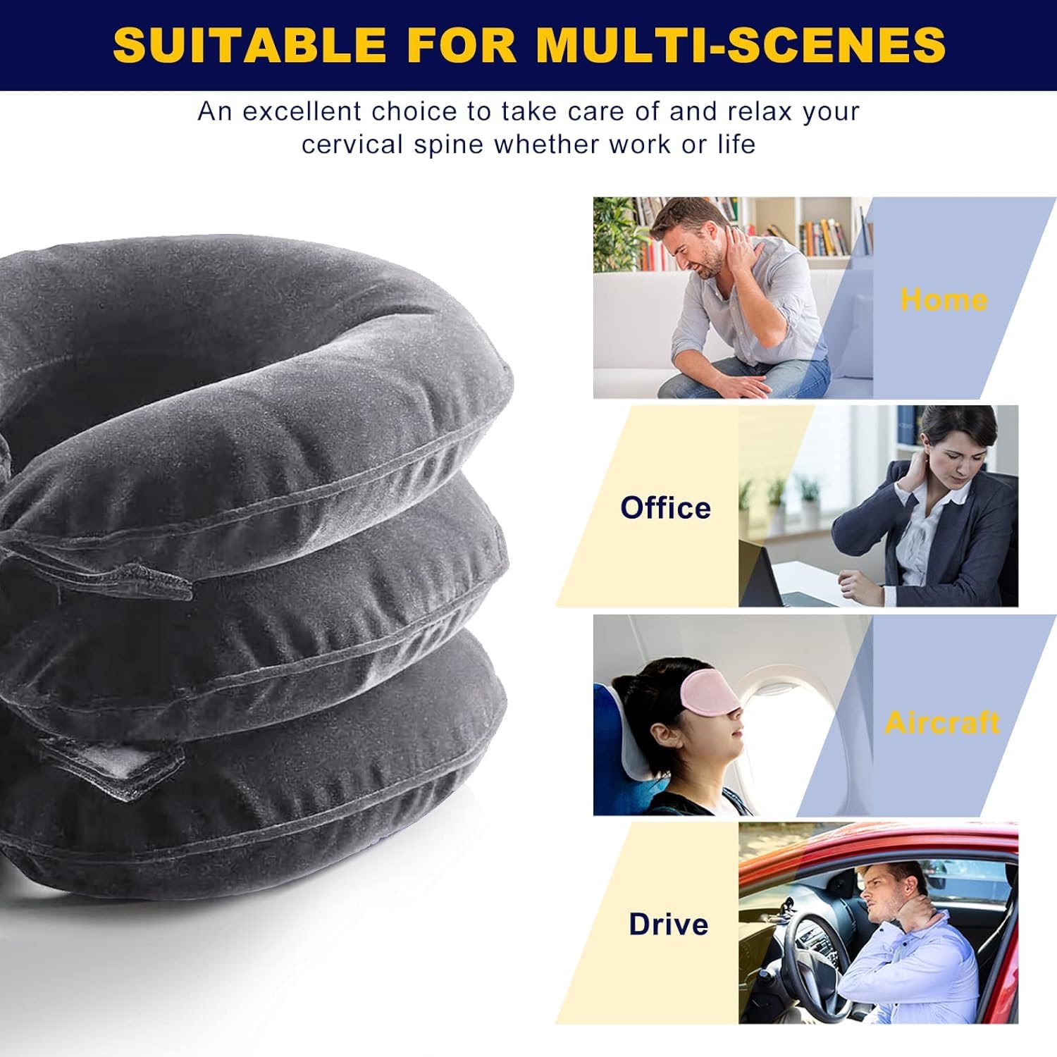 Cervical Neck Traction Device for Neck Pain Relief, Adjustable Inflatable for Neck Decompression