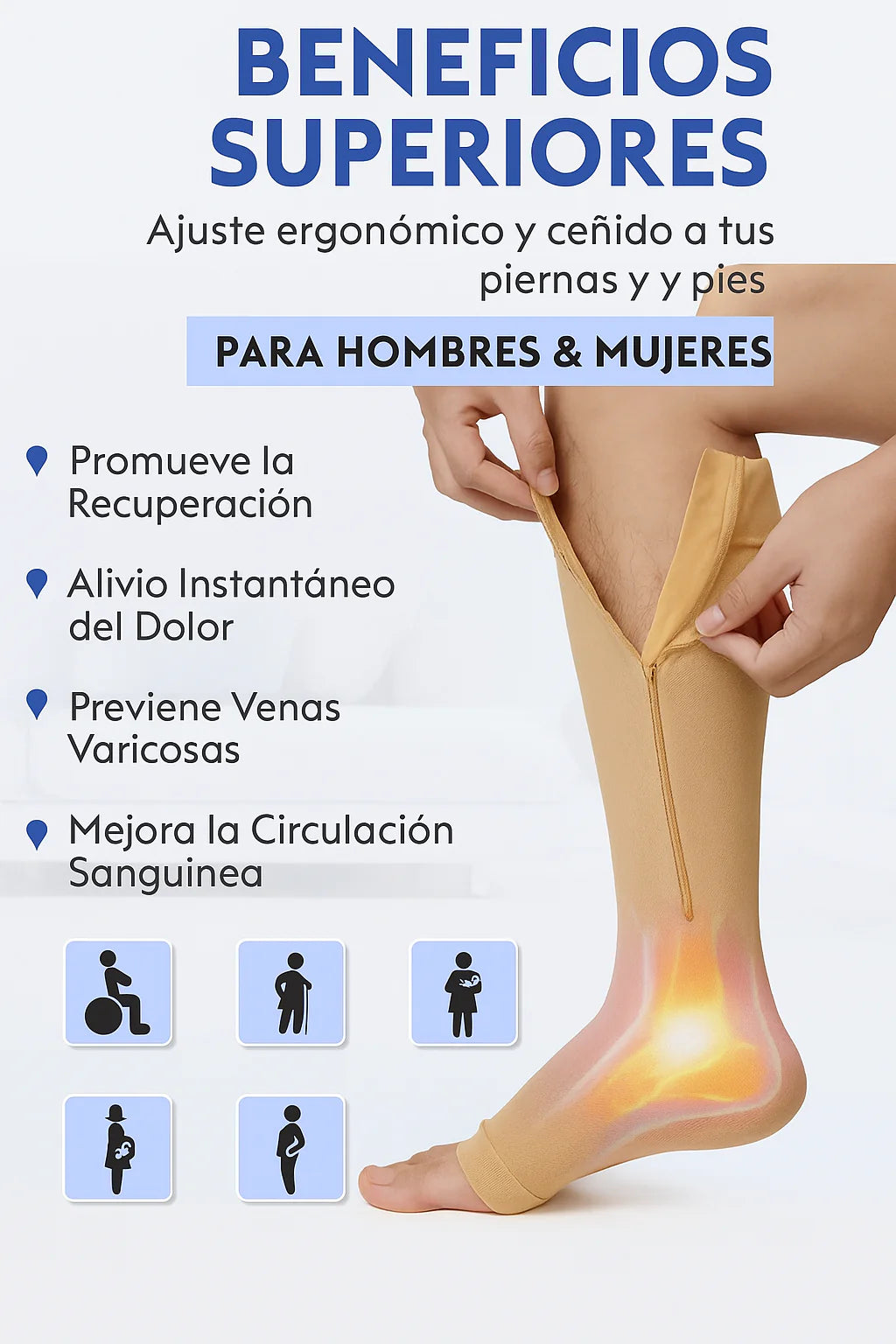 Medias de Compresión Antidolor (23-32mmHg) - Alivio Varices e Hinchazón