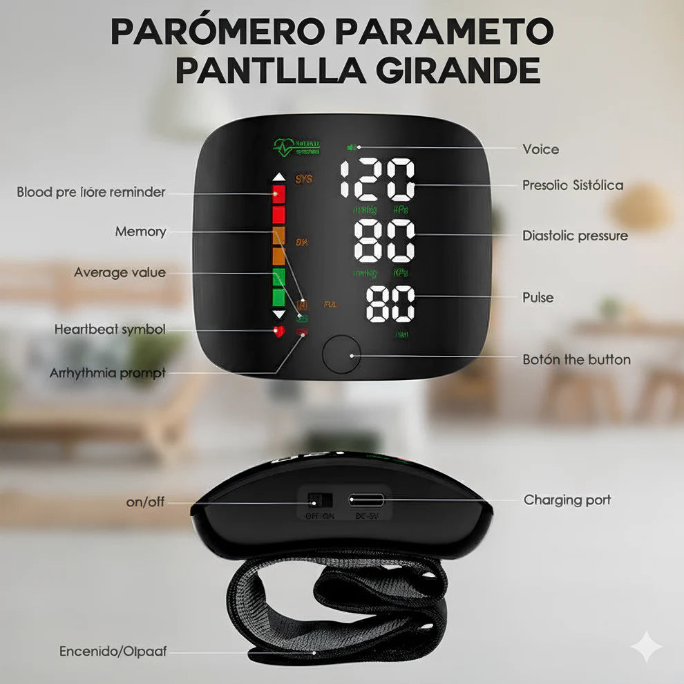 Tensiómetro de Muñeca Digital – Pantalla LED Táctil