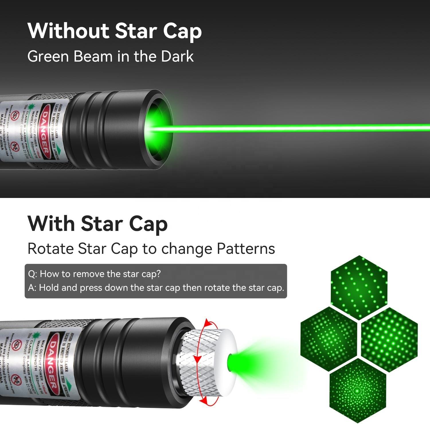 Green Laser Pointer High Power Pen - Long Range Rechargeable Laser Beam, USB Charging for Hiking, Presentations & Outdoor Use (Professional-Grade Green Light)