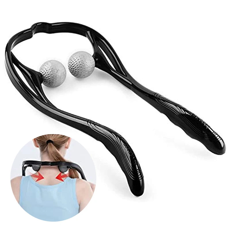 Neck Massager Shiatsu Deep Tissue Dual Trigger Point Shoulder Massager Pain Relief Ergonomic Handle Design Lightweight Portable