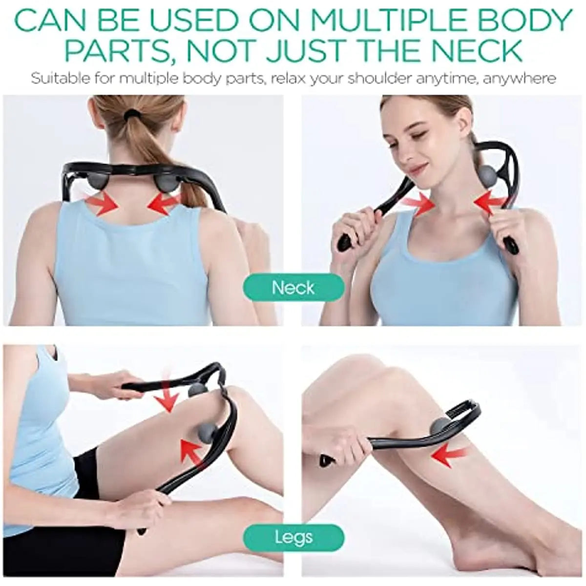 Neck Massager Shiatsu Deep Tissue Dual Trigger Point Shoulder Massager Pain Relief Ergonomic Handle Design Lightweight Portable