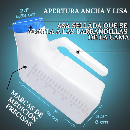 Orinal Masculino Luminoso (1000 ml) con Tapa Antiderrames